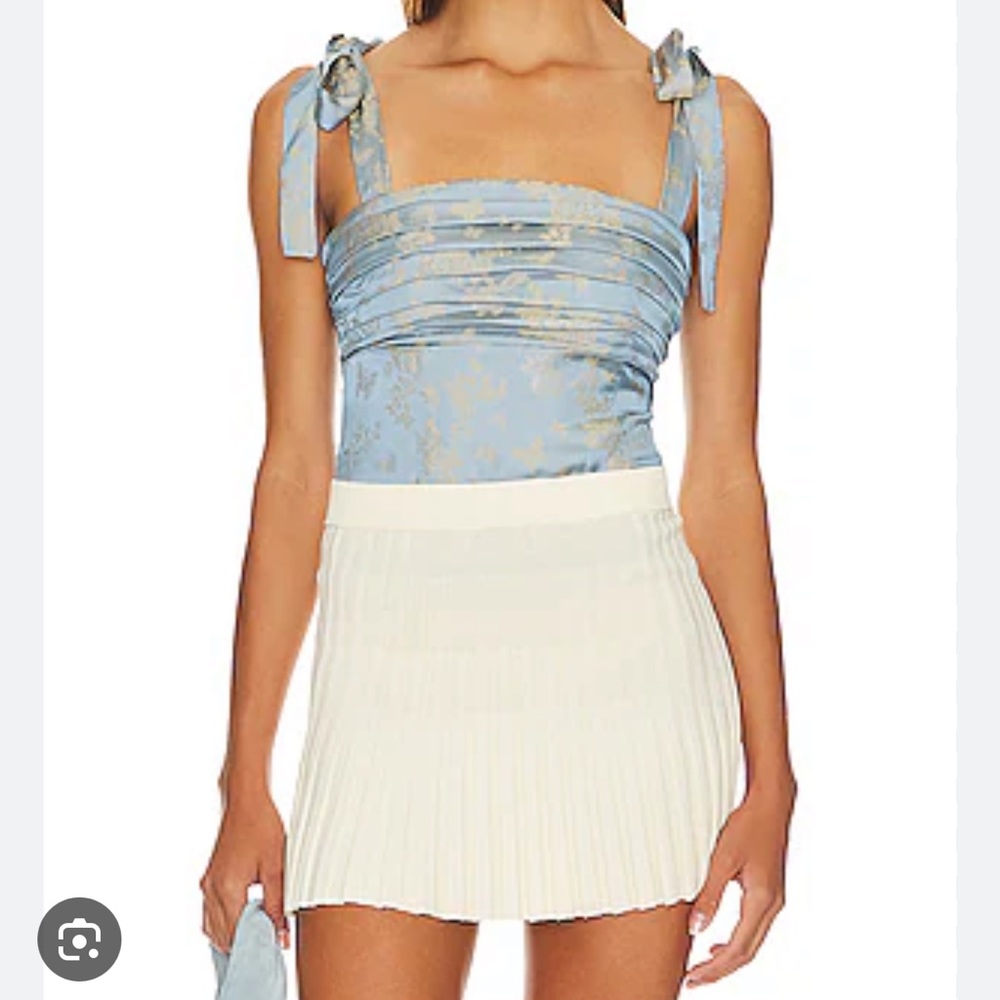 MAJORELLE Blue and Silver Ruched Camisole